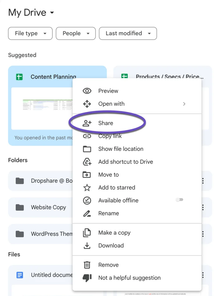 How to share Google Drive files to a chat 