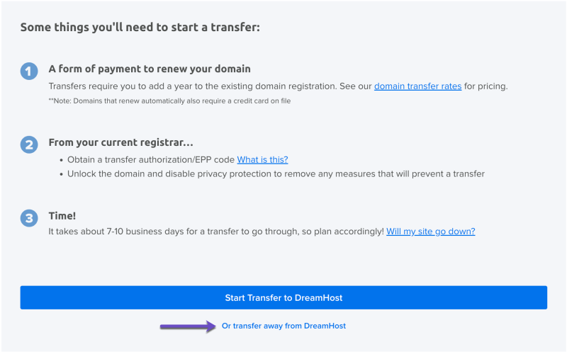 Or transfer away from DreamHost