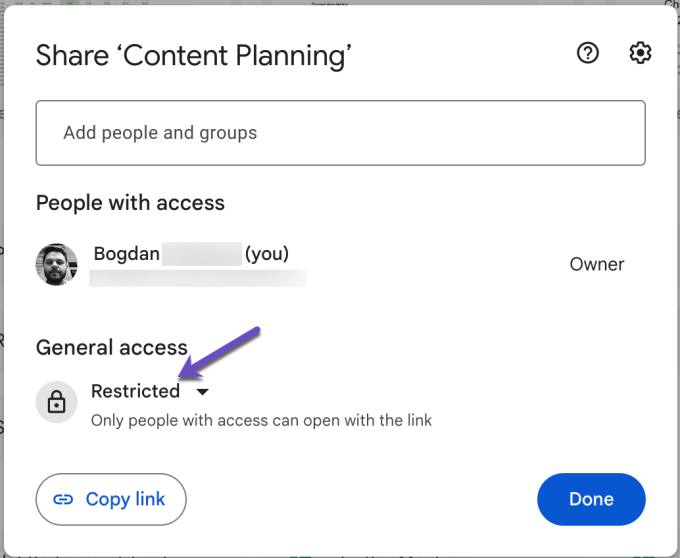 Share General Access Restricted