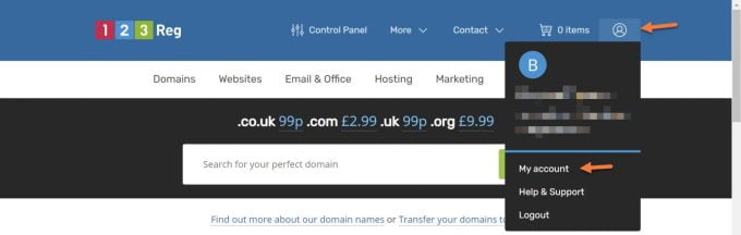 123 reg My Account