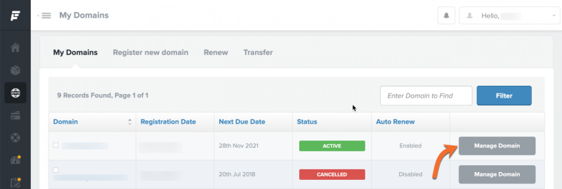 FastComet Manage Domain