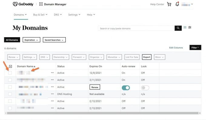 GoDaddy My Domains
