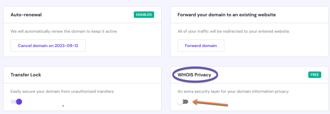 Hostinger Disable Domain WHOIS Privacy