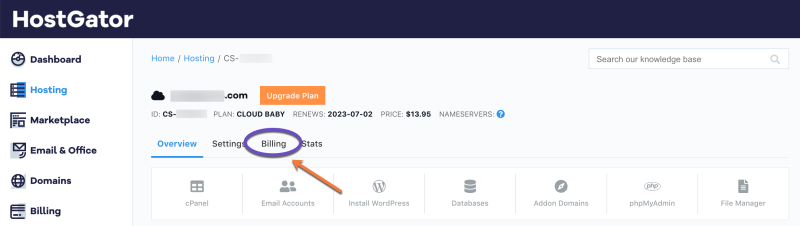 Manage Hosting Billing
