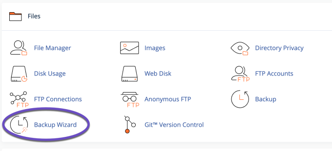 cPanel Files Backup Wizard