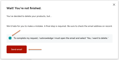 Godaddy Confirm Product Deletion