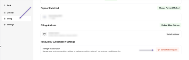 Billing > Renewal & Subscription Settings