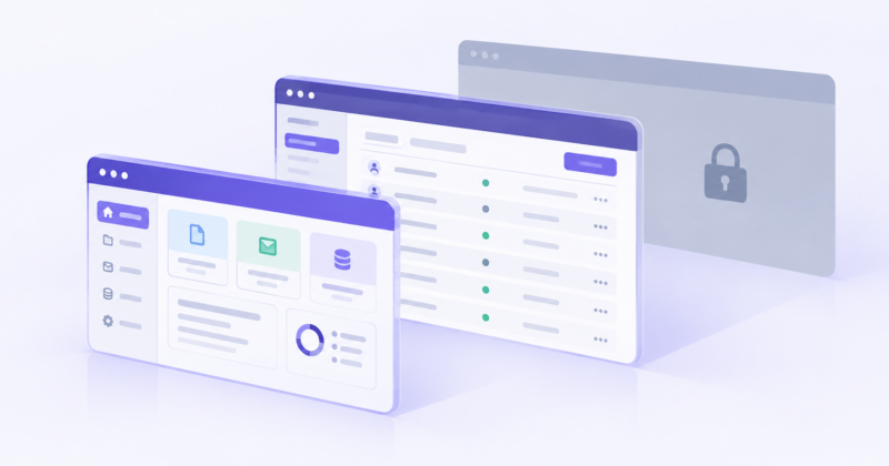 Layered interface panels representing the three levels of hosting access covered in this guide.