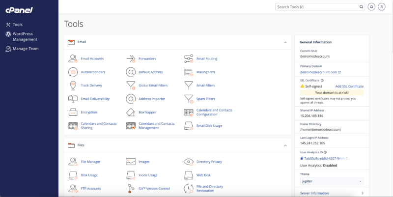 cPanel Interface
