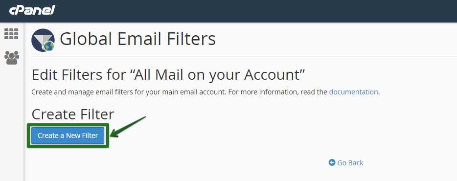 Create new global email filter
