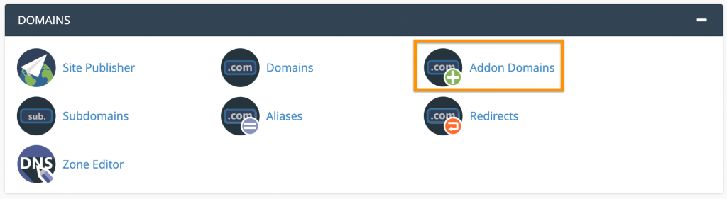 cPanel > Domains > Addon Domains