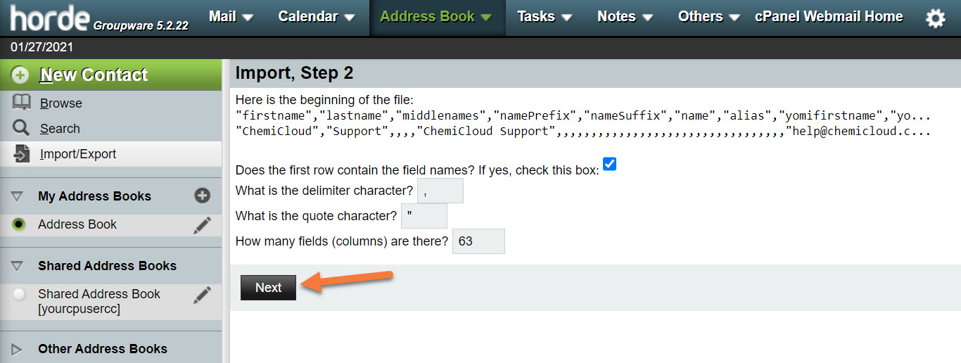 How to Import or Export Contacts in Webmail