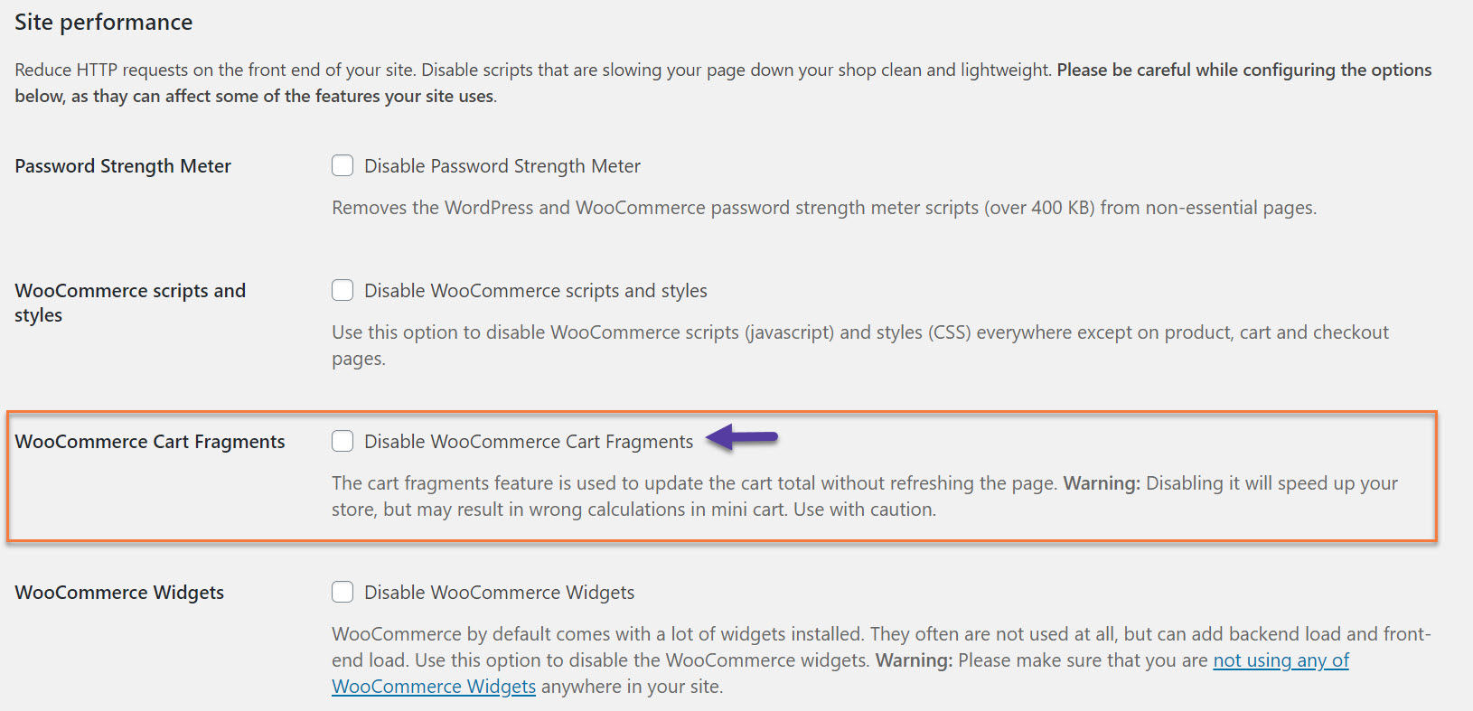 Automatic translation Retaliation How to Disable WooCommerce AJAX Cart Fragments?