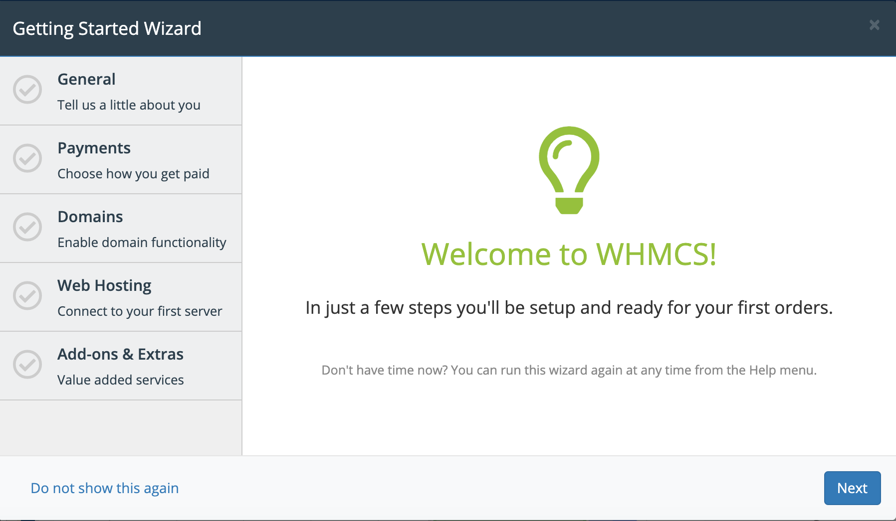 Getting Started with WHMCS - Setup Wizard