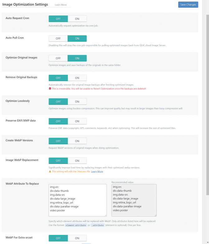 LiteSpeed Cache Image Optimization Settings in WordPress