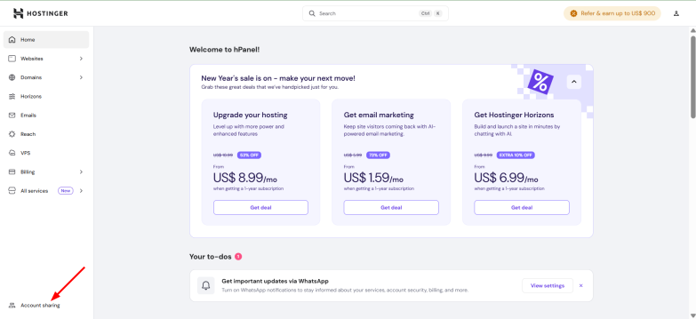 Collaborator in Your Hostinger